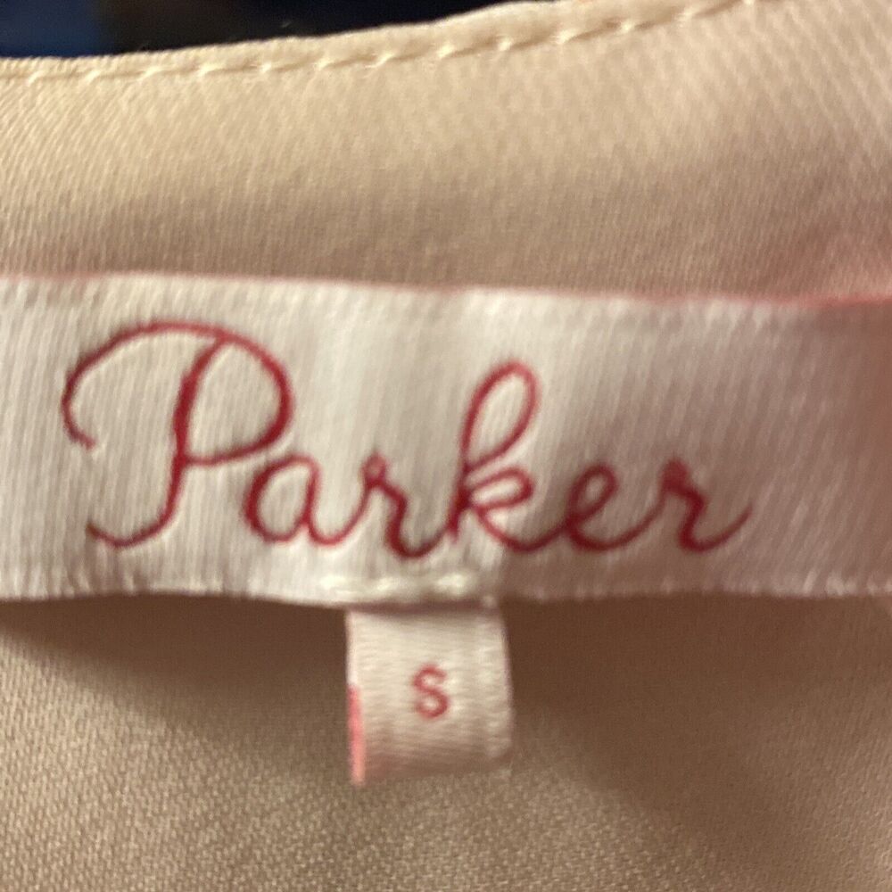 PARKER 100% Silk Size S FLORAL ASYMMETRICAL RUFFLE DRESS MELLOW MEADOW MULTI - Picture 4 of 10